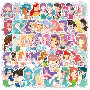 Cartoon Mermaid Stickers Cute Princess Waterproof Decorative Decals For DIY Notebook Water Bottle Laptop Crafts