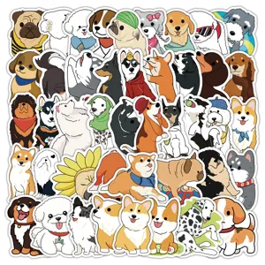 Mignons autocollants de chien de dessin animé étanches pour ordinateur portable tasse