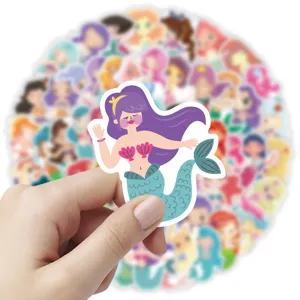 Cute cartoon mermaid waterproof stickers for DIY scrapbooking, water bottle, and laptop decor.