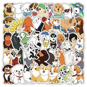 100 pcs mignons autocollants de chien de dessin animé étanches stickers pour ordinateur portable