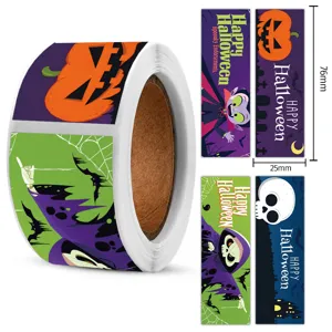 Set d'autocollants en rouleau d'Halloween avec quatre motifs de dessins, idéal pour journal.