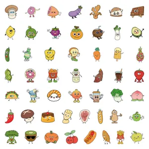 Lindos adhesivos de comida de dibujos animados impermeables fruta verdura pegatinas
