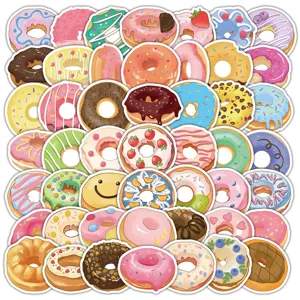 Set adesivi impermeabili ciambella carini, sticker graffiti colorati per diario e bottiglia.