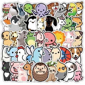 Simpatici adesivi di animali cartoni animati impermeabili per valigia e laptop decorativi