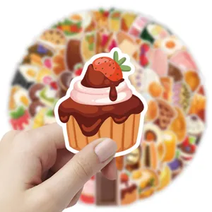 Adorable autocollant étanche de nourriture de dessin animé, design muffin au chocolat.