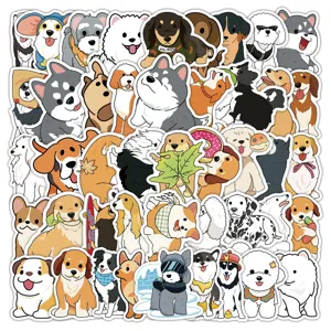 Pack d'Autocollants Imperméables Chien de Cartoon Mignon Autocollants pour Journal Carnet Bouteille