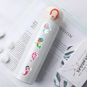 Cartoon mermaid stickers on insulated water bottle cute waterproof decorative cup