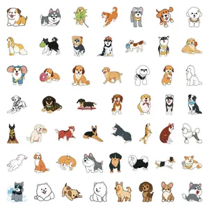 Lot de stickers de chiens de dessin anime impermeables pour carnet bouteille d'eau