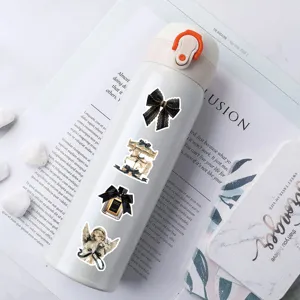 50pcs original gothic black gold ribbon decorative stickers for luggage laptop.