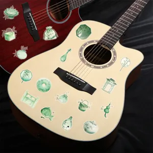 Green Chinese style PET transparent stickers for journaling, guitar and luggage decoration.