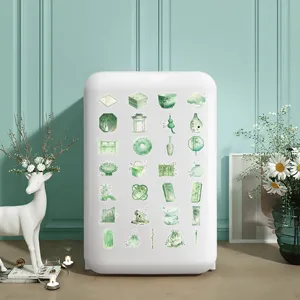 55pcs Chinese Style Green PET Stickers Waterproof Journal Stationery Art Supplies Decor