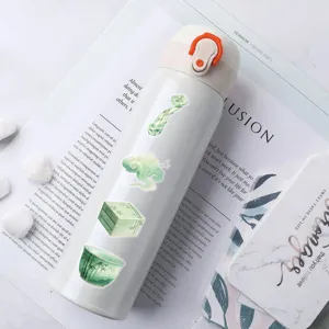 Green Chinese style PET transparent stickers for journaling, waterproof bamboo theme decor