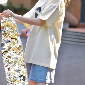 Cute cartoon cat stickers pack for DIY decoration, perfect for skateboards, luggage, and laptops.