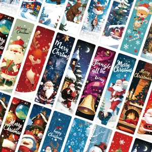 Vue de détail des marque-pages en papier de Noël, set de cartes de lecture festives pour livres.