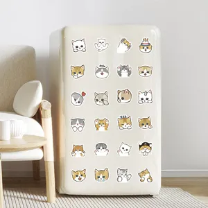 Cute cat sticker pack with various adorable expressions, perfect for decorating laptops and luggage.