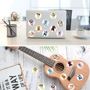 Cute dog stickers realistic animal round decals for laptop ukulele decoration pack 500 pcs