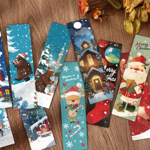 Ensemble de marque-pages en papier de Noël cartes de lecture décoratives motifs d'hiver 24pcs