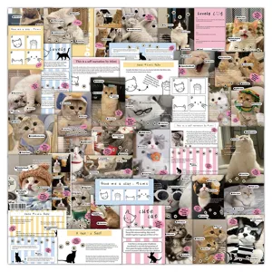 60pcs cute cat stickers pack aesthetic funny kitty pet decals for phone case laptop decor