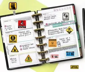 Paquete de pegatinas de señales de advertencia impermeables, calcomanías decorativas para agenda.