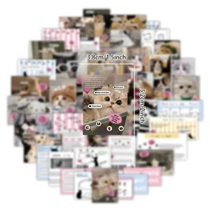 60pcs cute cat stickers pack aesthetic real life kitten vinyl decals for phone case