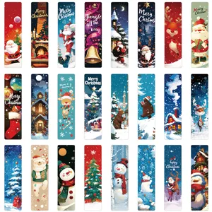 Lot de 24 marque-pages de Noël en papier décoration de fête festive jolis motifs de vacances