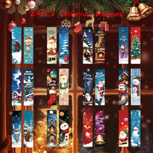 Lot de 24 marque-pages de Noël, marqueurs de pages en papier festifs pour décoration.