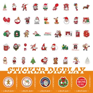 50pcs Christmas stickers cute cartoon waterproof holiday decals for journal and phone case.