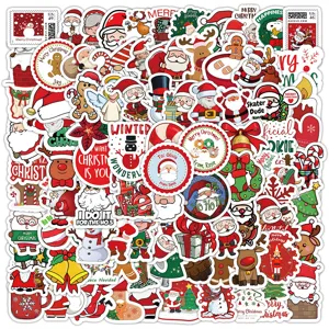 50pcs Christmas Cartoon Waterproof Stickers Vinyl Decals For Phone Case And Journal