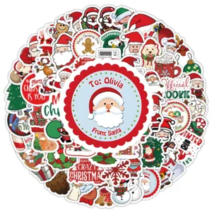 50pcs Christmas stickers waterproof cute cartoon holiday decals for phone case journal decoration