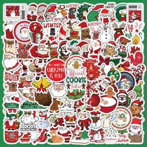 Christmas Stickers Waterproof PVC Cartoon Cute Decals For Journal Phone Case Tablet Holiday Decoration