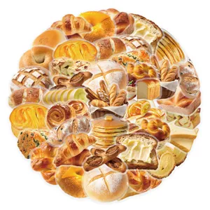 50 Pzs Adesivi Pane da Forno Impermeabili PET Cibo Decalcomanie per Diario Telefono Cellulare DIY