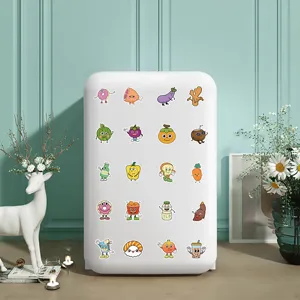 100 pzas pegatinas lindas de comida de dibujos animados impermeables para botella agua