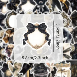 Gothic black gold ribbon ornate frame waterproof sticker for luggage laptop decoration.