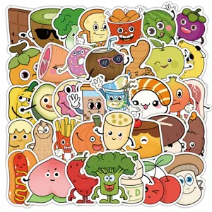Pegatinas Impermeables Lindas De Comida De Dibujos Animados Pegatinas De Vinilo Estéticas Para Botella De Agua Portátil Diario Papelería Decoración