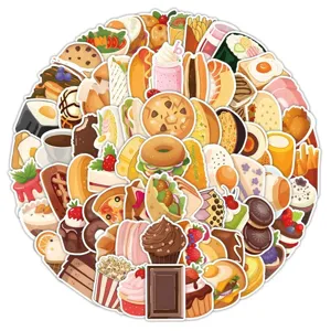 100pcs autocollants mignons de nourriture de dessin animé imperméables gâteau dessert