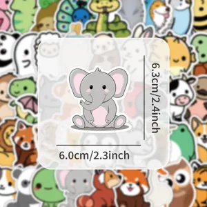 Simpatico adesivo in vinile impermeabile con piccolo elefante grigio per laptop e valigia