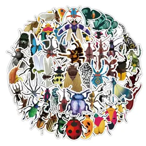 60pcs autocollants d'insectes de dessin anime mignons impermeables pour ordinateur DIY