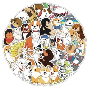 Jolis autocollants impermeables de chiens mignons pour journal et tasse deco