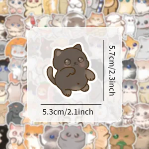 Simpatico adesivo gatto nero cartoon, perfetto per custodia del telefono e laptop.