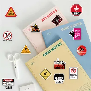Set de pegatinas de señales de advertencia divertidas impermeables para diarios y cuadernos.