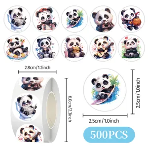 500stk süße panda aufkleber rolle, cartoon tier runde aufkleber für kinder geschenke.