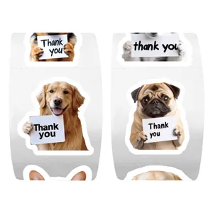 500pcs Autocollants Chien Mignon Merci Rouleau Dessin Animé Cadeau DIY Décoration