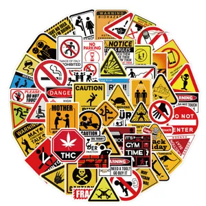 Set De Pegatinas De Señales De Advertencia Impermeables Creativas Calcomanías De Eslóganes Divertidos Para Portátil Monopatín