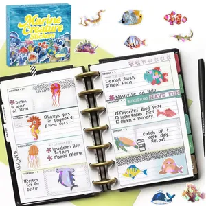 Marine creature stickers 200pcs holographic ocean animal decals for journaling and DIY crafts.