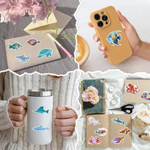 Ocean animal stickers set, waterproof marine life sticker decals for kids gift crafts.