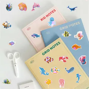 Holographic marine life stickers set, adorable ocean animal waterproof decals for kids