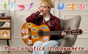 Waterproof marine animal stickers set, cute cartoon sea life decals for guitar decoration.