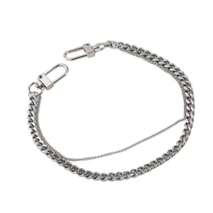 Stainless steel double layer cuban chain pants wallet chain trendy streetwear accessories for men women