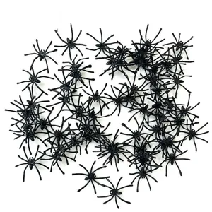 Mini plastic spiders Halloween decorations spooky party prank props black creepy toys set