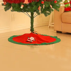 Jupe de sapin de Noel rouge verte en tissu Pere Noel decoration de fete maison 90cm